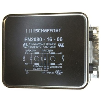 Schaffner EMIフィルタ 16A シャーシーマウント 1 μF， 4.7nF 2.8 mH， 43 μH 0.734 mA Two Stage 9W 220kΩ SCHAFFNER