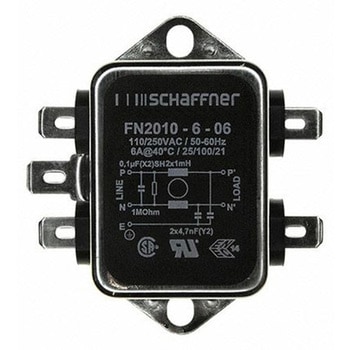 Schaffner EMIフィルタ 単相 6A シャーシーマウント 4.7nF 1 mH 0.74 mA Single Stage 1.7W 1MΩ SCHAFFNER