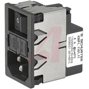 Schurter IECフィルタコネクタ 1ヒューズ 2極 スナップイン 1A 125 V ac、250 V ac， KMF1.1211.11 SCHURTER