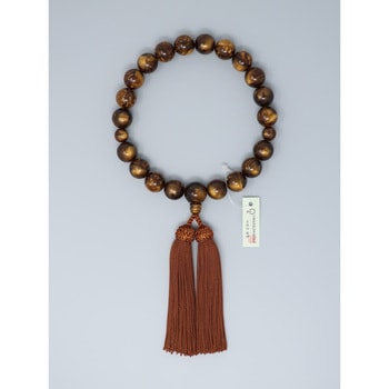 P虎眼石 片手20玉 共仕立 人絹頭房茶 CA-051 神戸珠数店