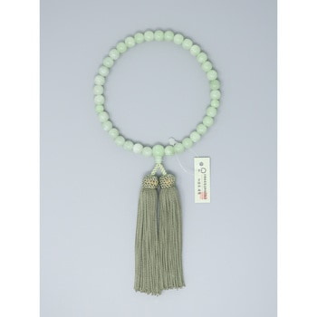 Pビルマ翡翠 片手8mm 共仕立 人絹頭房抹茶 CB-053 神戸珠数店