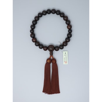 縞黒檀スビキ 片手22玉 共仕立 人絹頭房コゲ茶 CA-040 神戸珠数店