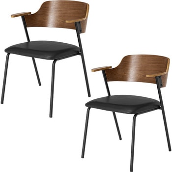肘付き ダイニングチェア セット売り ハーフアーム アイアン 北欧 モダン 木製 選べる脚数 【2脚・4脚】 萩原