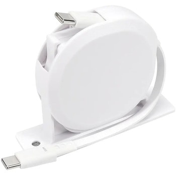 片引き巻取りケーブル Type-C to C 1.2m 固定スタンドセット ホワイト OWLTECH(オウルテック)