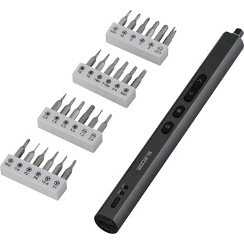 電動ドライバーセット 精密ドライバー 24in1 小型 USB-C充電 回転方向/強さ切替ボタン ライト付き エレコム