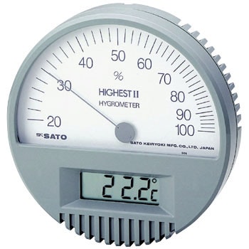 ハイエストⅡ型湿度計(温度計付) 佐藤計量器製作所 アナログ温湿度計 【通販モノタロウ】 7542-00