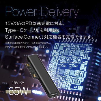 USB Type-C to Sarface Connector 変換アダプタ PD対応 充電用 トライメイト