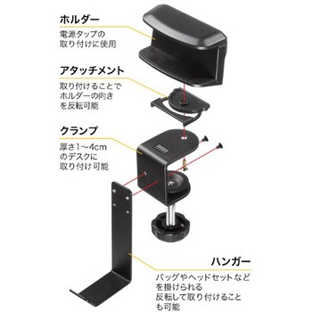 ハンガー_バッグ用_タップホルダー付き サンワサプライ