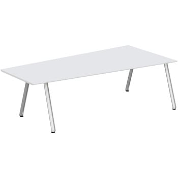 アフィーノ ミーティングテーブル 台形型 連結ワイヤリング・アルミミラー脚 W2400<配送時組立サービス付> イトーキ