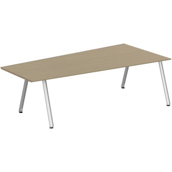 アフィーノ ミーティングテーブル 台形型 連結ワイヤリング・アルミミラー脚 W2400<配送時組立サービス付> イトーキ