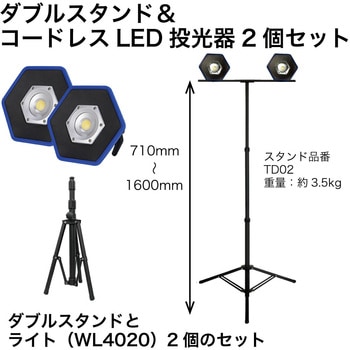 ダブルスタンド&コードレスLED投光器2個セット TAKENOW