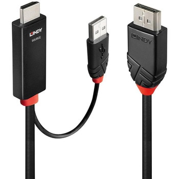 LINDY HDMI 2.0 to DisplayPort 1.2 アクティブ変換ケーブル、USB 電源付き LINDY