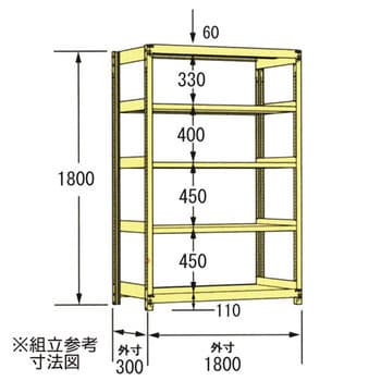 中軽量ラック200kg 瀬戸内スチール(旧原田鋼業) 軽・中量棚本体(単体