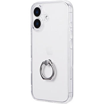 iPhone 16 リング付き耐衝撃ハイブリッドケース 「UTILO Hybrid Ring」 クリア ストラップホール付 TPU LEPLUS NEXT