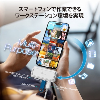 USB-CtoDual USB-C&SDCard withPD for iPhone or anyUSB-Cphones j5 create