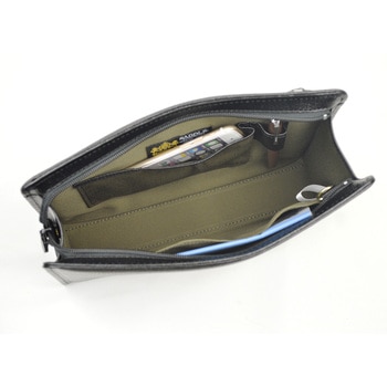 国産牛型押しレザーセカンドバッグ(29cm)-クロ 平野鞄