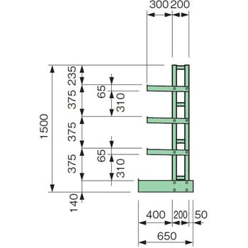 バーラック中量型(300kg/段タイプ/2連1基) サカエ