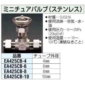 正規品）ESCO 10mmx10mm ミニチュアバルブ（ステンレス製） EA425CB-10