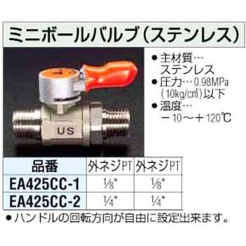 EA425CC-1 1/8インチ ステンレス ミニボールバルブ 1個 エスコ 【通販