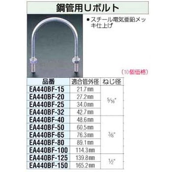 EA440BF-25 鋼管用ユーボルト エスコ 鉄製 ねじ径5/16 1セット(10個) EA440BF-25 - 【通販モノタロウ】