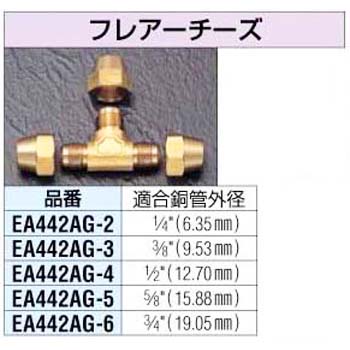 1 4インチ フレアーチーズ エスコ 銅管用継手 チーズ 通販モノタロウ Ea442ag 2