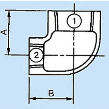 2インチ x1・1/2インチ PT異径エルボ エスコ