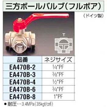 3 4インチ 三方ボールバルブ エスコ 空調配管用ボールバルブ 通販モノタロウ Ea470b 6