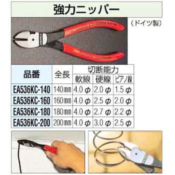 EA536KC-160 160mm 強力ニッパー 1個 エスコ 【通販モノタロウ】