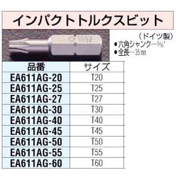 Tx45 [5/16インチHex]ヘックスローブビット エスコ