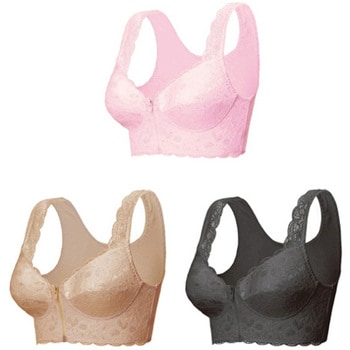 エアーフィット前開きレースブラ3色組 ブラック・ベージュ・ピンク グローバル・ジャパン