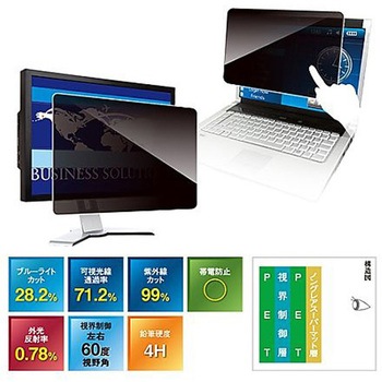 覗き見防止フィルター Looknon N8 デスクトップ用19.5Wインチ 16：9 テープ仕様タテ型 LNWHシリーズ 光興業