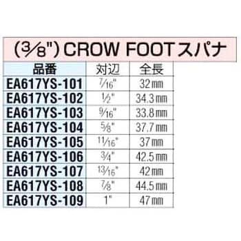 EA617YS-106 3/8sqx3/4インチ [CROW-FOOT]スパナ 1個 エスコ 【通販