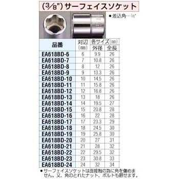 3 8インチsqx 13mm サーフェイス ソケット エスコ ソケットレンチ用ソケットスタンダードタイプ 通販モノタロウ Ea618bd 13