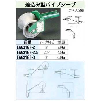 EA631GF-3 3インチ パイプ用 差込型シーブ 1個 エスコ 【通販サイト 