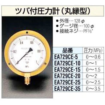 100mm ツバ付圧力計 エスコ