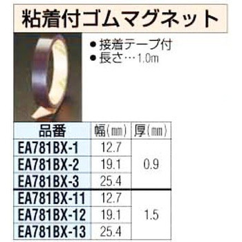 19.1X0.9mm粘着付ゴムマグネット - エスコ