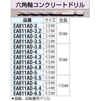 六角軸ドリル (ブロック・モルタル用) エスコ