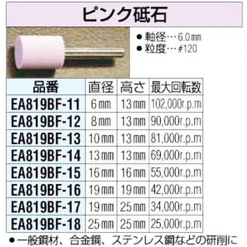 13x13mm[6mm]ピンク砥石 エスコ