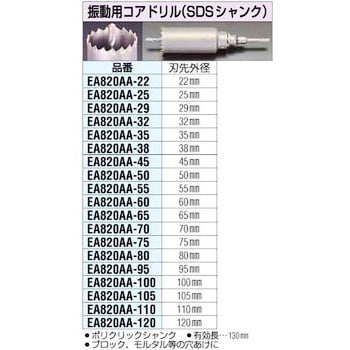 エスコ 25mm乾式ダイアモンドコアドリル(SDS) EA865CA-25-