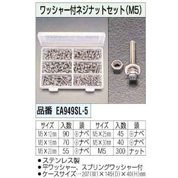 ワッシャ付 ねじナットセット(ステンレス) エスコ