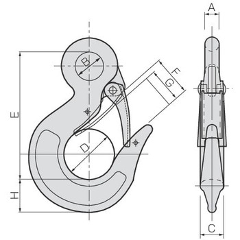 2(T) Zコート 鍛造環付フック(安全レバー付) 1個 コンドーテック 