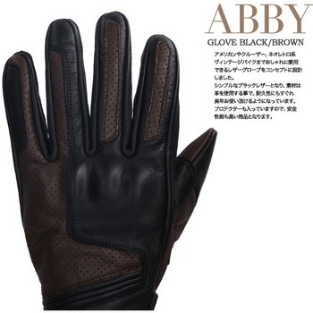 バイク用レディースレザーグローブABBYブラウン RIDEZ(ライズ)