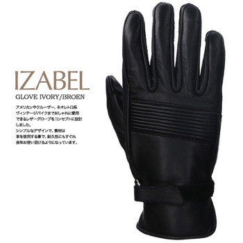 バイク用レディースレザーグローブIZABEL ブラック RIDEZ(ライズ)