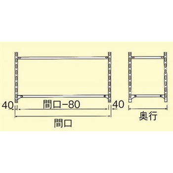 1200x1800mm 150Kg用4段アングル棚 エスコ
