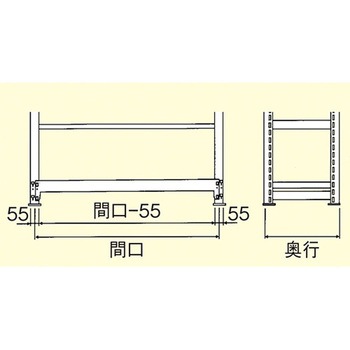 900x1800mm 300Kg用4段アングル棚 エスコ