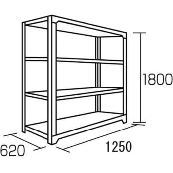 1200x1800mm 4段ボルトレススチール棚 エスコ