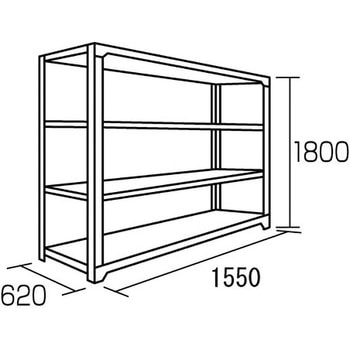 1500x1800mm 4段ボルトレススチール棚 エスコ