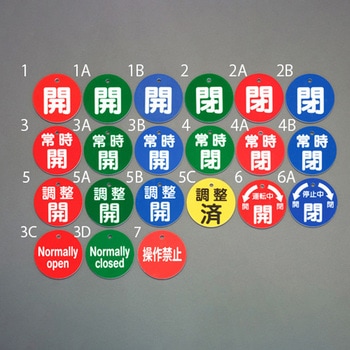 丸型バルブ開閉札(開・赤) エスコ