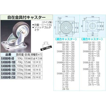 160mm 自在金具付キャスター エスコ プレート式 自在車キャスター