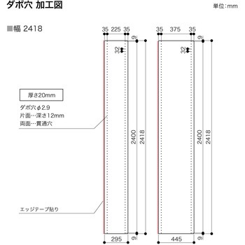 アートランバー ダボ穴加工 シェルホワイト 南海プライウッド